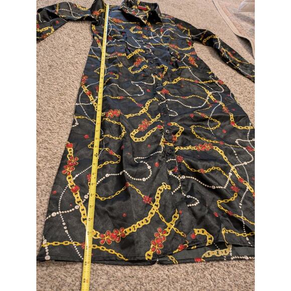 Bob Mackie Vintage Women's Dress Size M Black Long Sleeve Jewelry Design - Picture 6 of 6